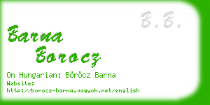 barna borocz business card